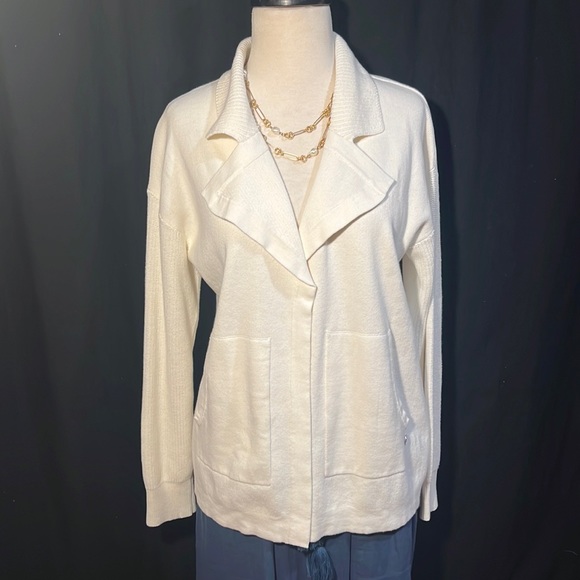 DG Simpli Zen cotton “go to cardigan”-big notch collar/hoodie-style pockets-NWT - Picture 1 of 11